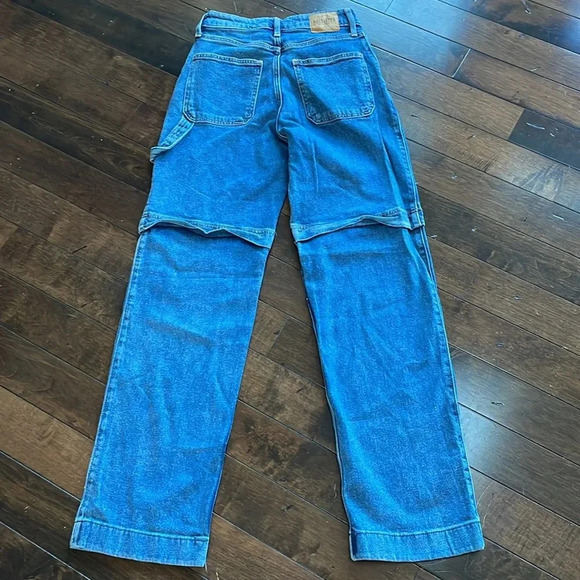 Hollister Ultra High Rise Dad jeans Carpenter Stretch Denim Womens 25 waist (1R) - Picture 7 of 10